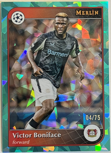 Victor Boniface 2024 Topps Merlin Chrome Aqua Atomic /75