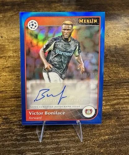 Victor Boniface 2025 Topps Merlin Chrome Blue Refractor /150