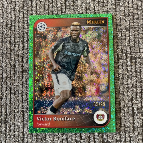 Victor Boniface 2024 Topps Merlin Chrome Green Speckle /99