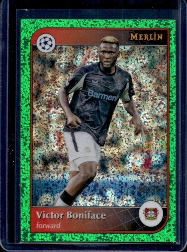 Victor Boniface 2024 Topps Merlin Chrome Green Speckle Refractor /99
