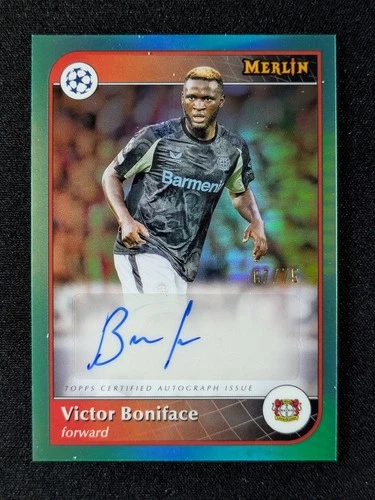 Victor Boniface 2024 Topps Merlin Chrome UCC Aqua Refractor /75