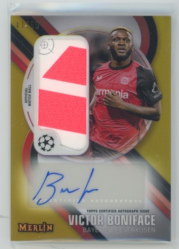 Victor Boniface 2024 Panini Merlin UEFA Champions Chrome Gold Refractor /50