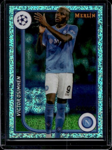 Victor Osimhen 2023 Topps Chrome Merlin Aqua Speckle Refractor /199