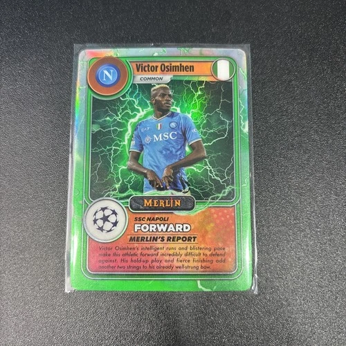 Victor Osimhen 2023 Topps Chrome Merlin UEFA Lightning Green
