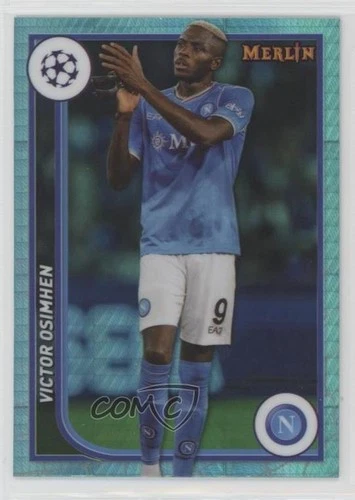 Victor Osimhen 2023 Panini Merlin UEFA Club Competitions Aqua Prism Refractor /200