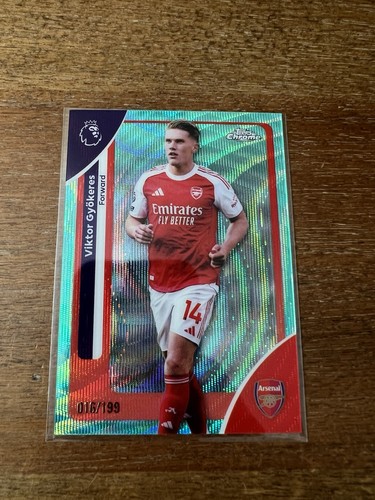 Viktor Gyökeres 2025 Topps Chrome EPL Aqua Wave Refractor /199