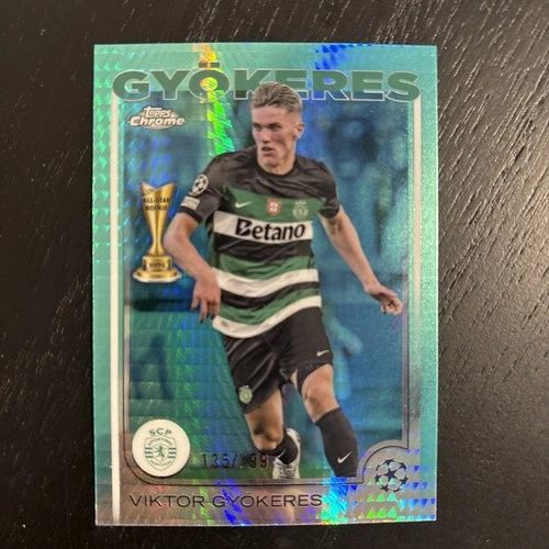 Viktor Gyökeres 2024 Topps Cromo UEFA Aqua Prism Refractor /199