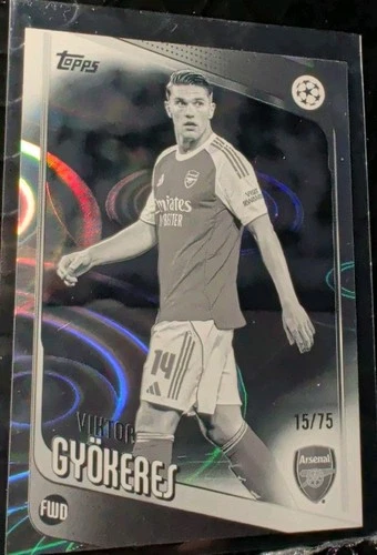 Viktor Gyökeres 2025 Topps UCC Flagship Black & White Refractor /75