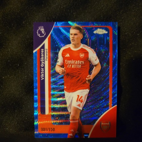 Viktor Gyokeres 2025 Topps Chrome Blue Wave Refractor /150