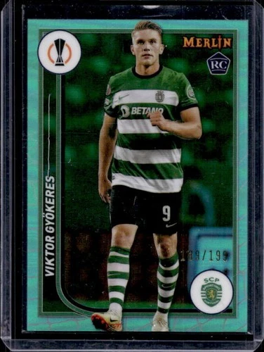 Viktor Gyokeres 2024 Topps Chrome Merlin Aqua Refractor /199