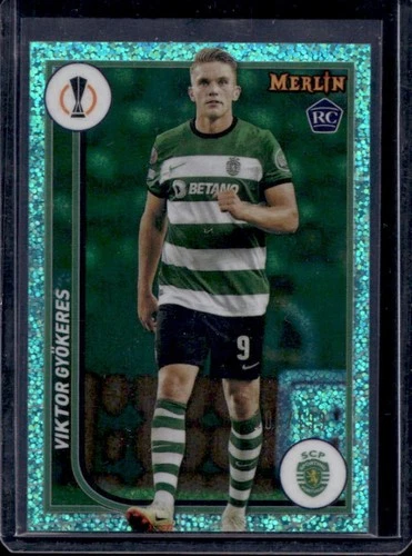 Viktor Gyokeres 2023 Topps Chrome Merlin Aqua Speckle Refractor /199