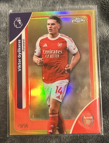 Viktor Gyokeres 2026 Topps Chrome Premier League Gold Refractor /50