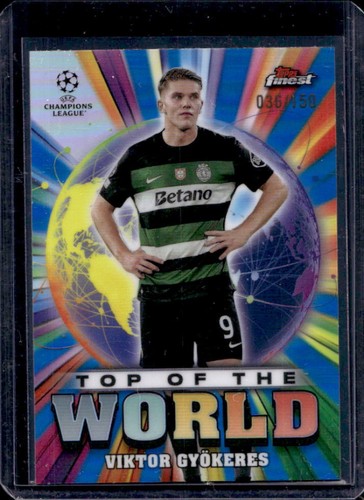 Viktor Gyokeres 2024 Topps Finest UEFA Blue Refractor /150