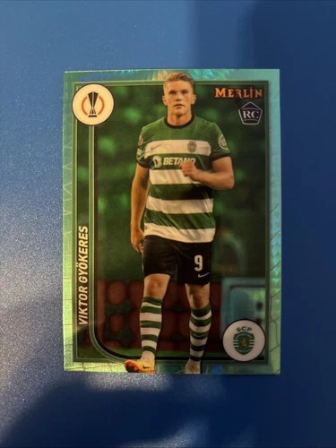 Viktor Gyokeres 2023 Topps Merlin Chrome Aqua Prism Refractor