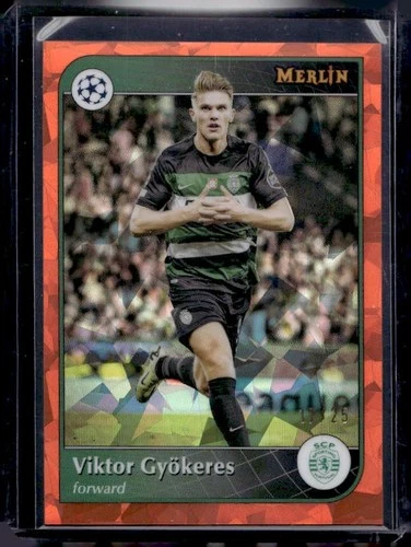Viktor Gyokeres 2024 Topps Merlin Chrome Orange Atomic /25