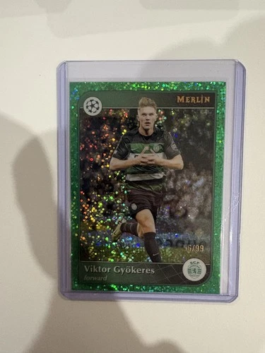 Viktor Gyokeres 2024 Topps Merlin UEFA Green Speckle Refractor /99