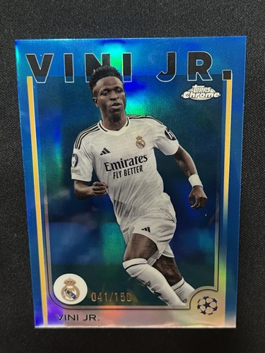 Vinicius Junior 2024 Topps Chrome UEFA Club Blue Refractor
