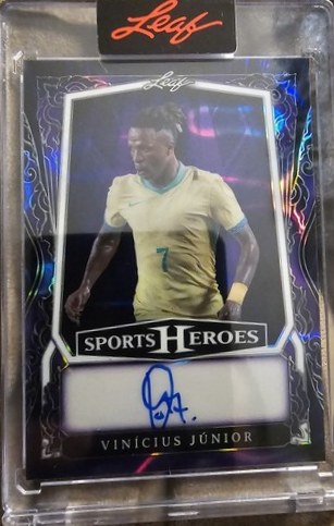 Vinicius Junior 2025 Leaf Metal Sports Heroes Purple Wave 1/1