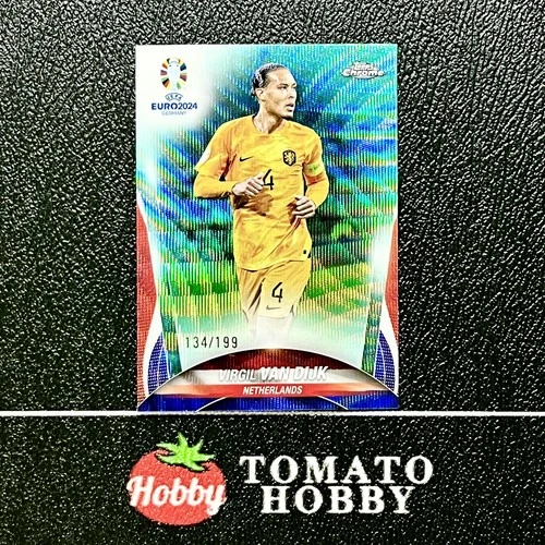 Virgil van Dijk 2024 Topps Chrome UEFA Euro 2024 Aqua Wave Refractor /199