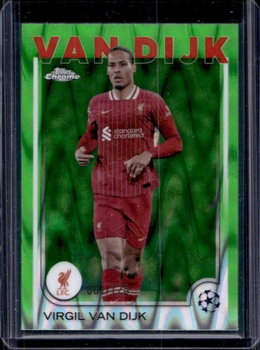 Virgil van Dijk 2024 Topps Chrome UEFA Neon Green RayWave Refractor /125