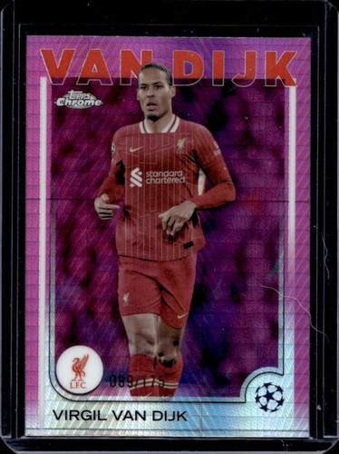 Virgil van Dijk 2024 Topps Chrome UEFA Neon Pink Prism Refractor /175