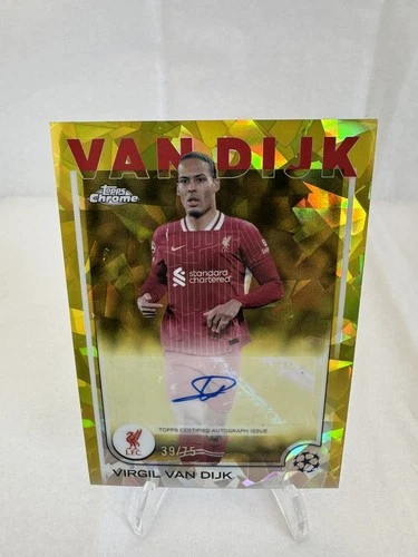 Virgil van Dijk 2024 Topps Chrome UEFA Yellow Sapphire Refractor /75