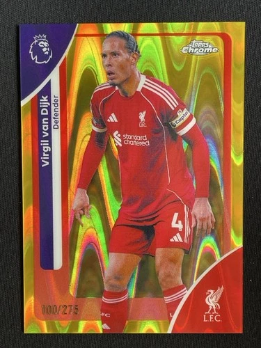Virgil van Dijk 2025 Topps Chrome Yellow RayWave /275