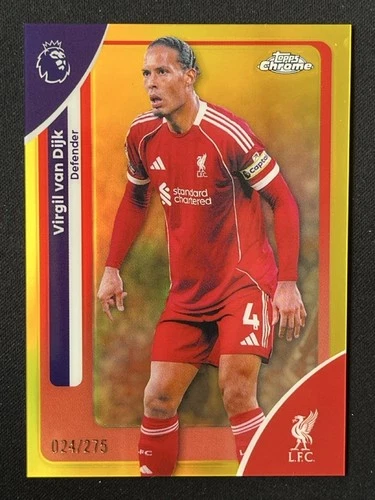 Virgil van Dijk 2025 Topps Chrome Yellow Refractor /275