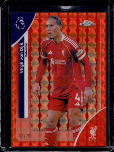 Virgil van Dijk 2026 Topps Cromo Premier League Naranja Refractor Geométrico /25