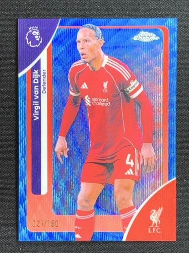Virgil van Dijk 2025 Topps Cromo Premier League Onda Azul /150