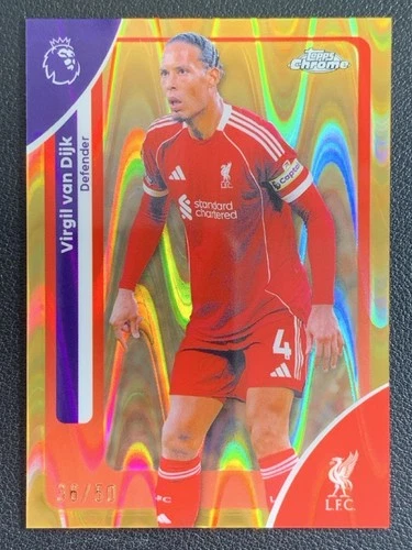 Virgil van Dijk 2025 Topps Cromo Premier League Oro RayWave /50