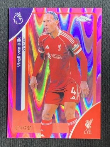 Virgil van Dijk 2025 Topps Cromo Premier League Rosa RayWave /250