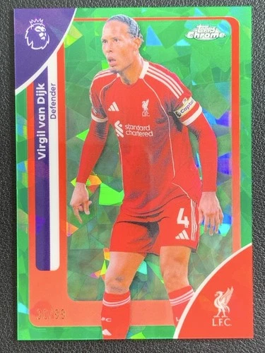Virgil van Dijk 2025 Topps Cromo Zafiro Premier League Zafiro Verde /99
