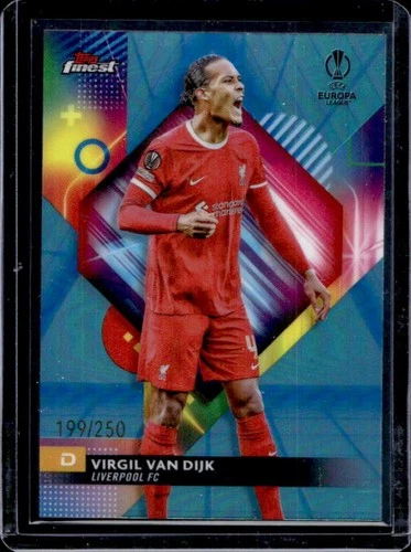 Virgil van Dijk 2024 Panini Finest Blue Aqua Vapor Wave Refractor /250