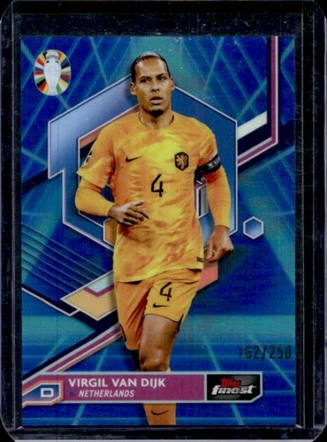 Virgil van Dijk 2024 Panini Finest Blue Aqua Vaporwave Refractor /250