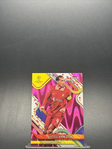 Virgil van Dijk 2024 Topps Finest UEFA Pink Raywave Refractor /250