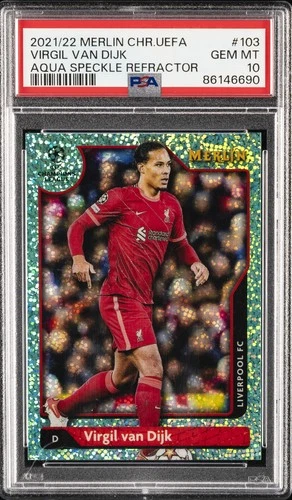 Virgil van Dijk 2021 Topps Merlin Chrome Aqua Speckle /199