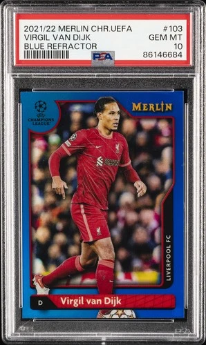Virgil van Dijk 2021 Topps Merlin Chrome Blue 43/75