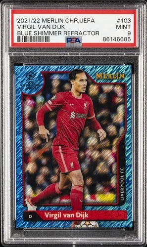 Virgil van Dijk 2021 Topps Merlin Chrome Blue Shimmer /75