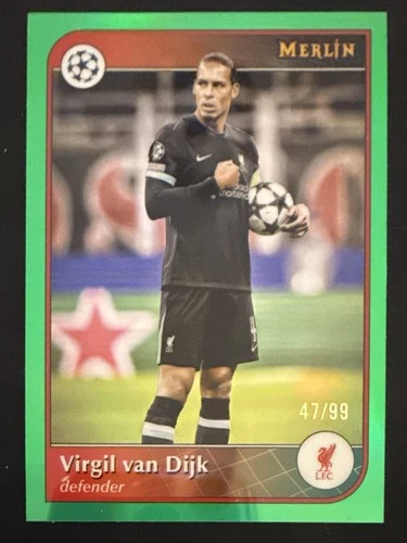 Virgil van Dijk 2024 Topps Merlin Chrome Green Chrome Refractor /99