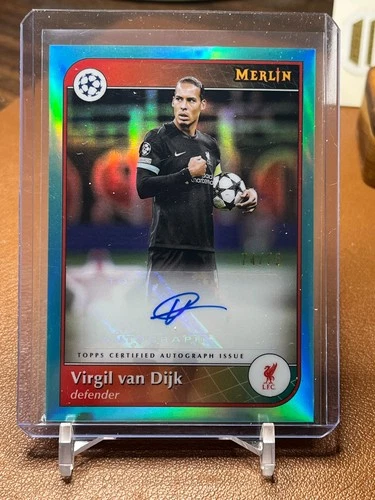 Virgil van Dijk 2024 Topps Merlin Chrome UCC Aqua Refractor /75