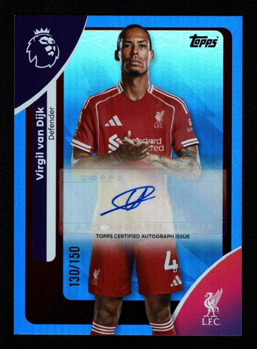 Virgil van Dijk 2025 Topps Premier League Blue Foil /150