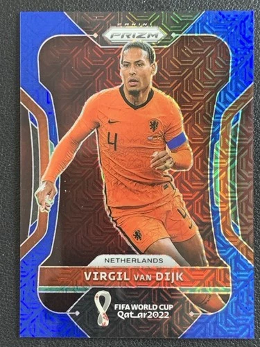 Virgil van Dijk 2022 Panini Prizm FIFA World Cup Qatar Blue Mojo /75