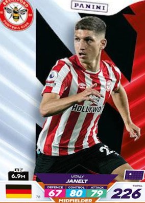 Vitaly Janelt 2023 Panini Adrenalyn XL Premier League Plus