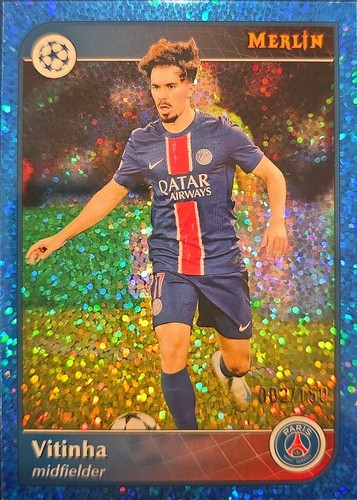 Vitinha 2024 Topps Merlin Chrome Blue Sparkle Refractor 2/150