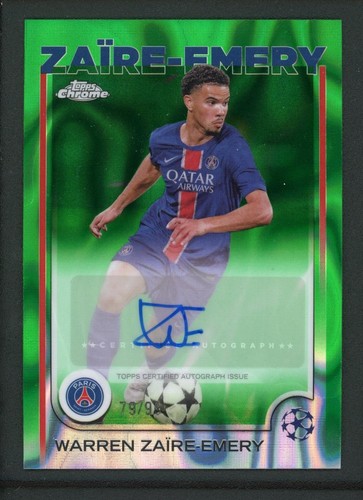 Warren Zaire Emery 2025 Topps Chrome UEFA Champions League Lava Green 79/99