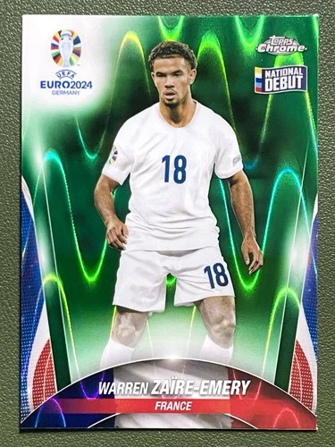 Warren Zaire-Emery 2024 Topps Chrome UEFA Euro Green RayWave Refractor