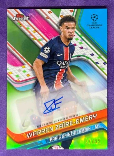 Warren Zaire-Emery 2024 Topps Finest UEFA Neon Green Refractor /99