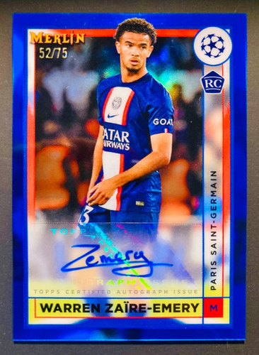 Warren Zaire-Emery 2022 Panini Merlin Chrome Blue Refractor /75