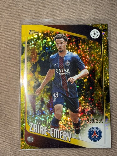 Warren Zaire-Emery 2025 Topps UEFA Club Competitions Neon Yellow Refractor